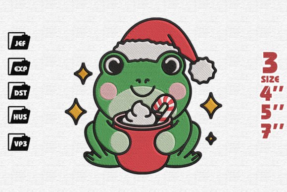 Christmas Merry Frog Embroidery