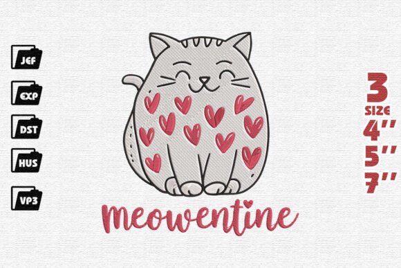 Cute Cat Meowntine Embroidery