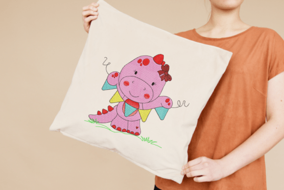 Dino Girl Digital Embroidery Design