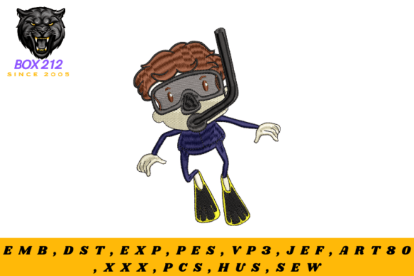 Diver Boy Digital Embroidery Design