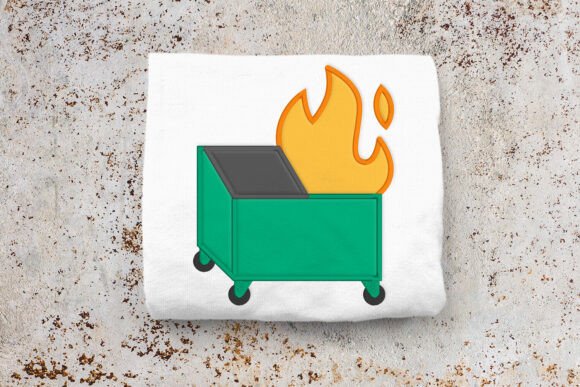 Dumpster Fire Applique Embroidery