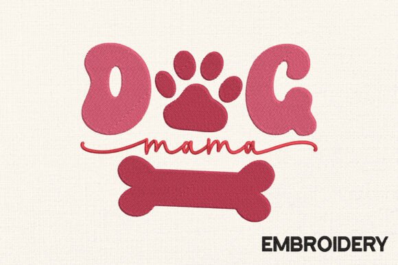 Mama Dog Valentine Embroidery Design