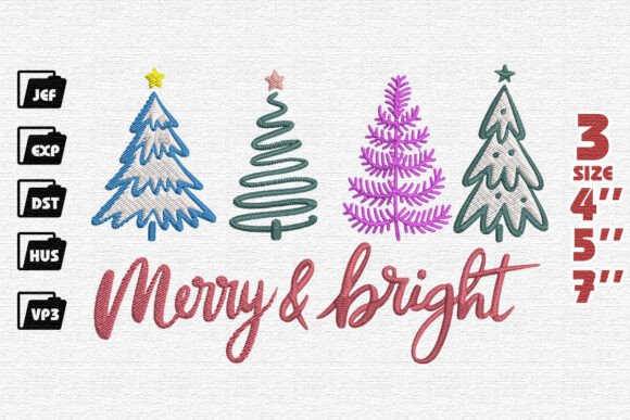 Merry Christmas Magical Trees Embroidery