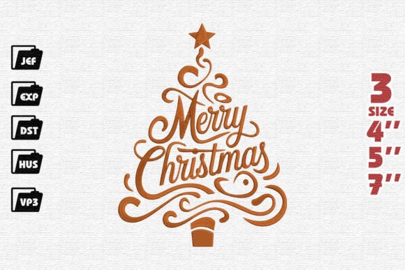 Merry Christmas, Xmas Tree Embroidery