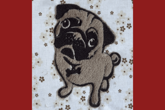 Pug Embroidery Appliqué