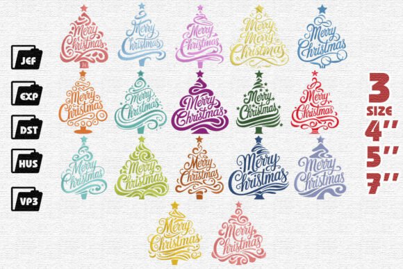 Set of 17 Merry Christmas Embroidery