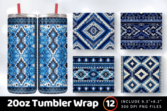 Western Blue Embroidery Aztec Knitted Tu
